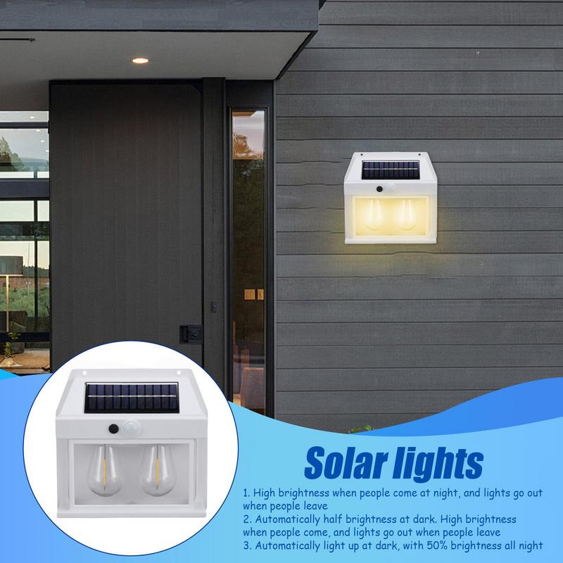 

Solar Wall Lights Outdoor Fence Lights Wall Lamp Waterproof Motion Sensor Rechargeable Bright Lighting with 3 Modes for Garden чорний