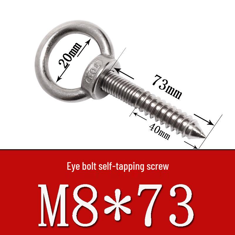 Stainless Steel 304 Eye Bolt, Self-Tapping Screw Eyelet, Butterfly Hand-Tight Self-Sheep Horn Nails