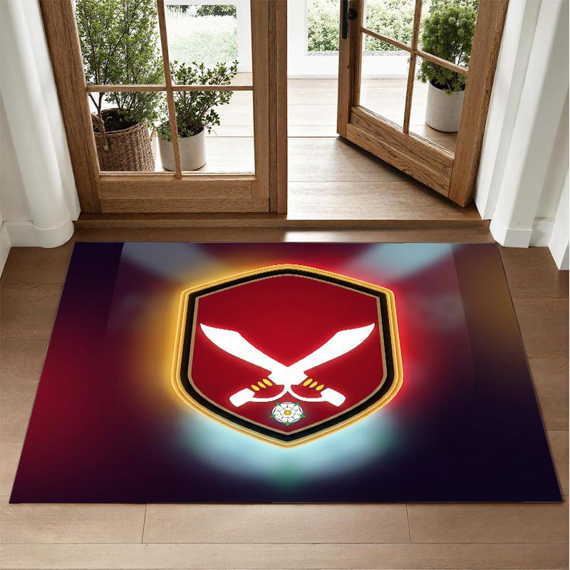 Sheffield United Football Design Crystal Velvet Rug Soft Decorative Mat for Bedroom Entrance
