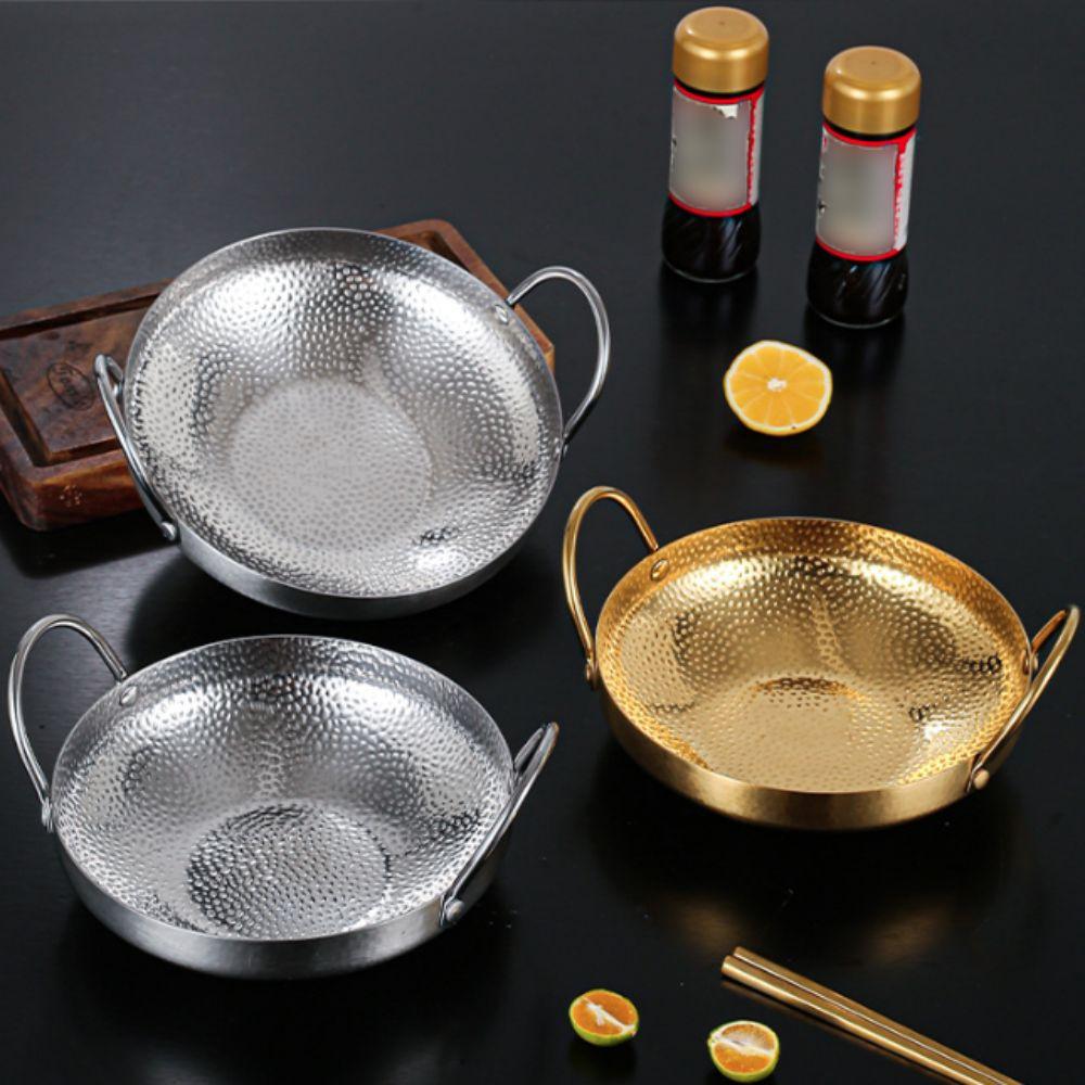 Hammered Pattern Korean-style Seafood Paella Pan 304 Stainless Steel Kitchen Cooking Pan Noodle