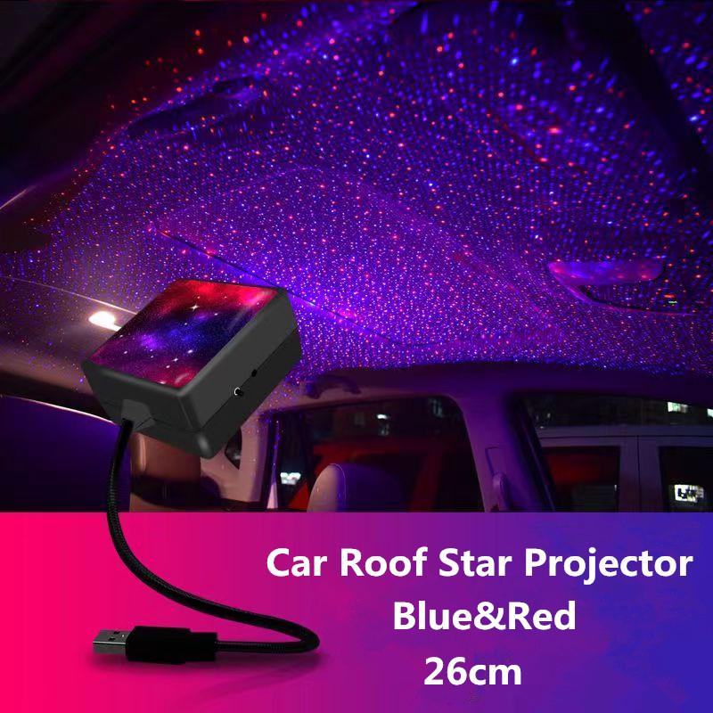 USB car led Decorative Atmosphere Lamp Roof Star Night Light Projector Adjustable Car Styling Automotive Interior Light red blue