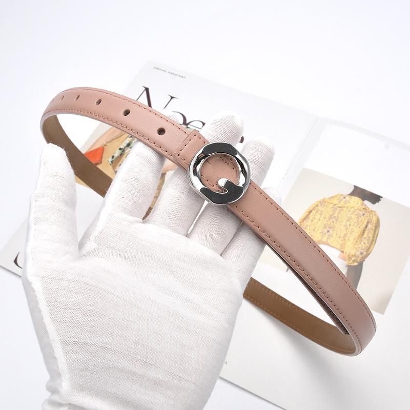 Genuine Leather Belt for Women Summer Decorative Jeans Trousers Versatile Fashion Black Simple Delicate Retro Ins Style Belt