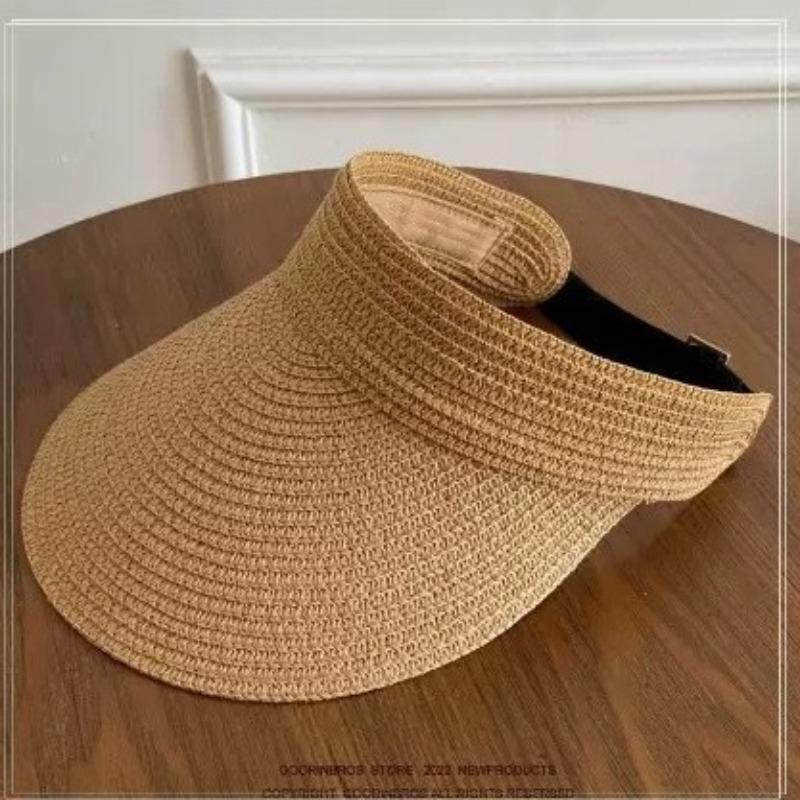 Sommar Topplös Solskyddshatt Keps Stor Brätte Tom Topp Stråhatt Dam Solskydd Stråvävd Tom Topphatt Strand Havssida