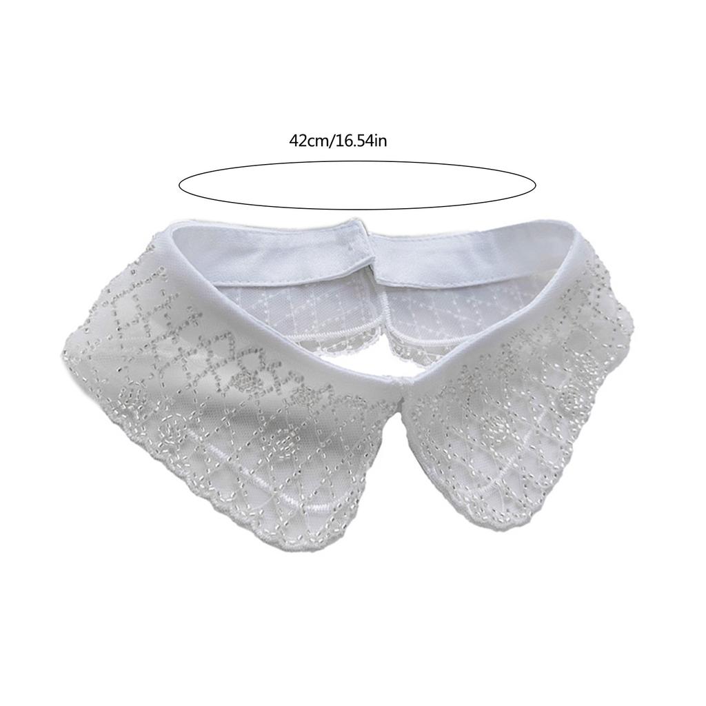 Elegant Organza Beaded Embroidered Faux Collar Necklace Half Shirt Blouse Choker Fashion Clothing Accessory for Women