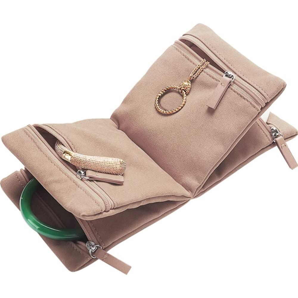Foldable Travel Jewelry Storage Bag Multiple Compartments Clutch Bag Earrings Container  Travel