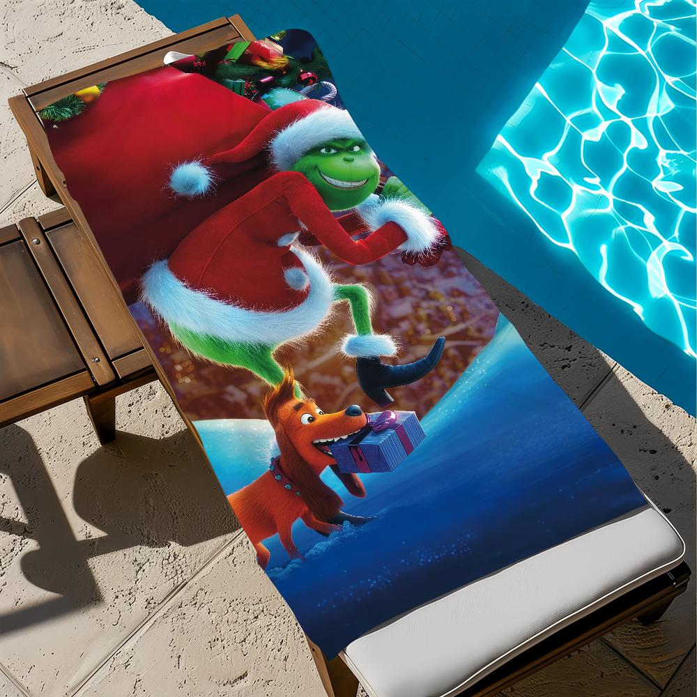 G-g-gRINCH-h-h Anime Towel Large Quick-Drying Microfiber Soft Beach Towel for Travel Fitness Sauna Bathing Camping