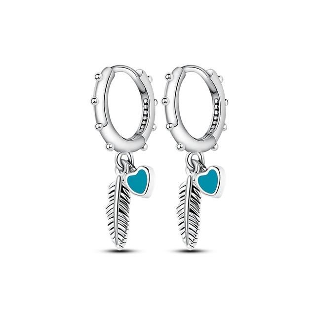 Double Hoop Dangle Earrings Silver Color Fit Original Brand Charms Fine Body Jewelry Gift For Fashion Women 