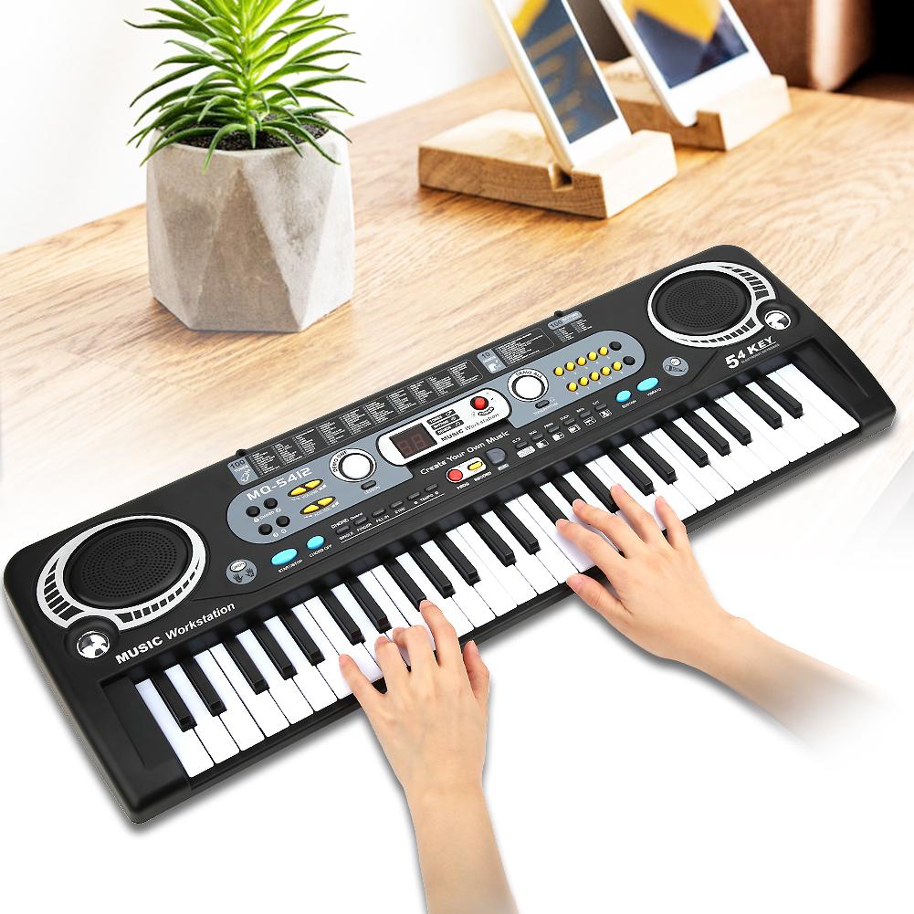 Electronic Keyboard 54Keys Multifunctional Children Music Teaching Toy with Microphone
