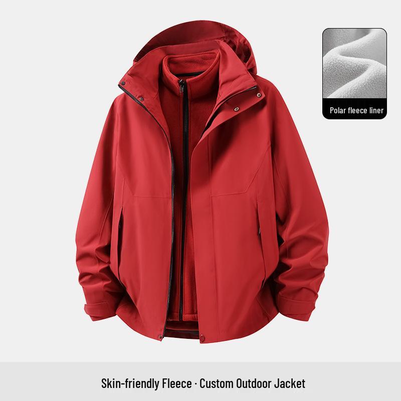 Custom 3-in-1 Down Jacket with Logo for Autumn/Winter – Thick Employee Uniform Outerwear