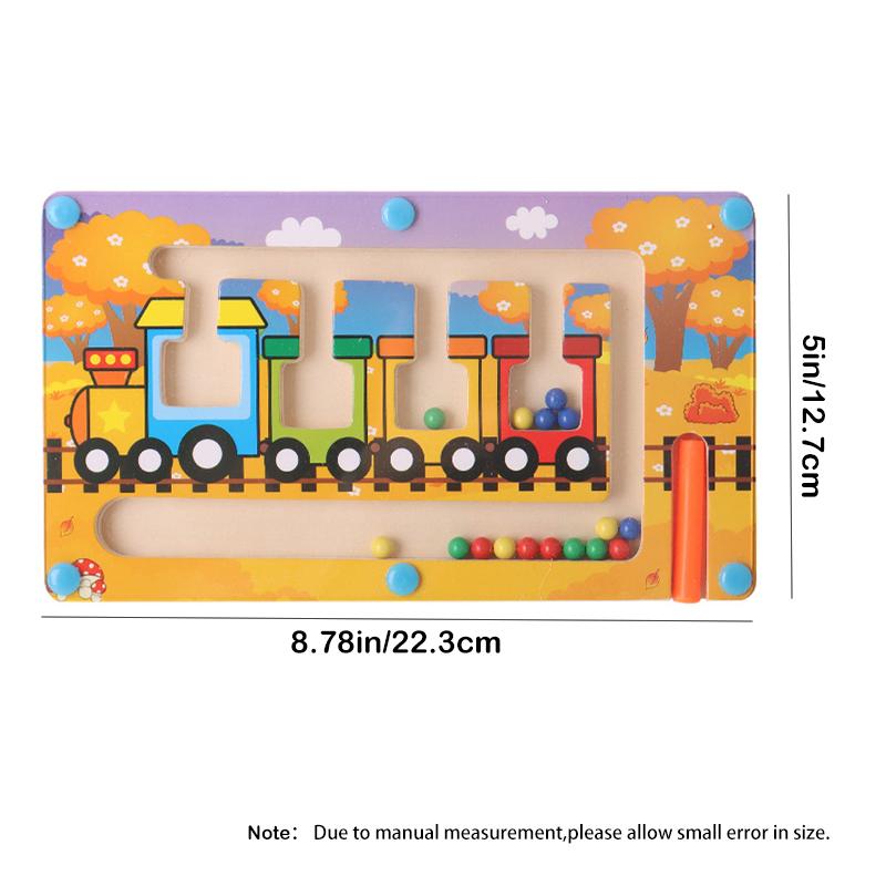 

Wooden Magnetic Maze,Train Animals Shape Labyrinth Toys, Early Educational Toys, Magnetic Pen Driving Beads Interactive Game