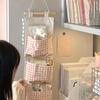 Cute Pink Hanging Wall Organizer with Multiple Pockets for Closet and Bedroom Space Saving Fabric Storage Solution Home Decor