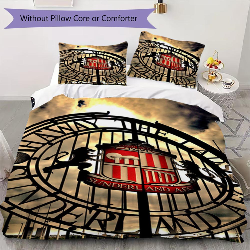 Juego de Ropa de Cama con Estampado Sunderland Funda Nórdica Funda de Almohada Decoración del Hogar Regalo de Cumpleaños (1 funda nórdica + 2 fundas de almohada sin relleno.)90