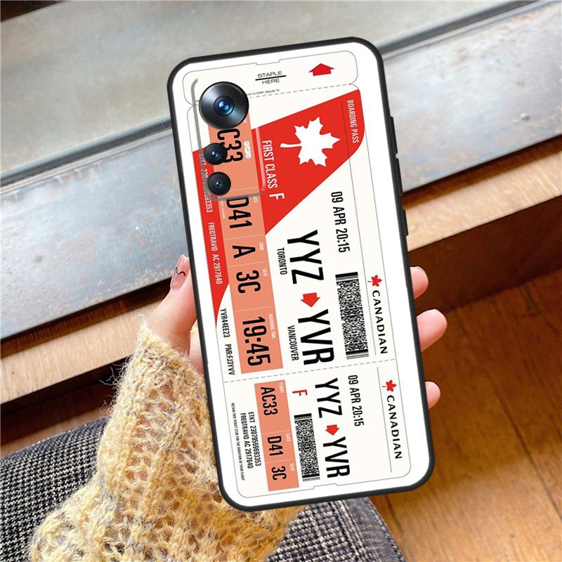 Authentic Airline Boarding Pass Cover For Xiaomi 15 13 14 Ultra 11T 12T 13T 14T Pro POCO X7 X3 X5 X6 Pro F5 F6 F7 Pro Case