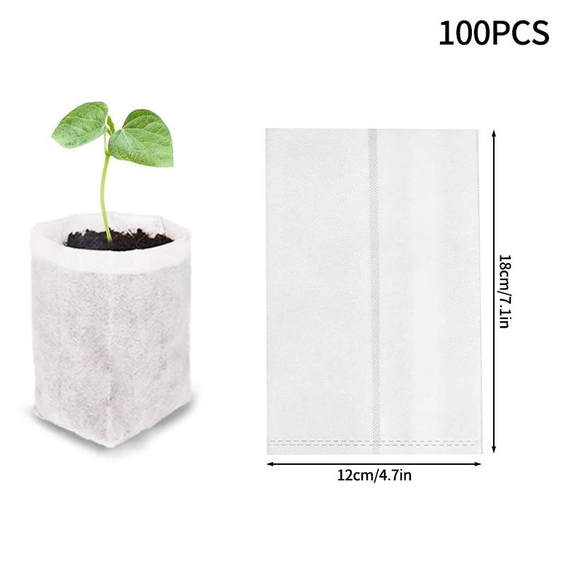 100pcs Nursery Bag Plant Seeding Grow Bags Degradable Garden Indoor Planting Bags Greenhouse Flower Pots Bags
