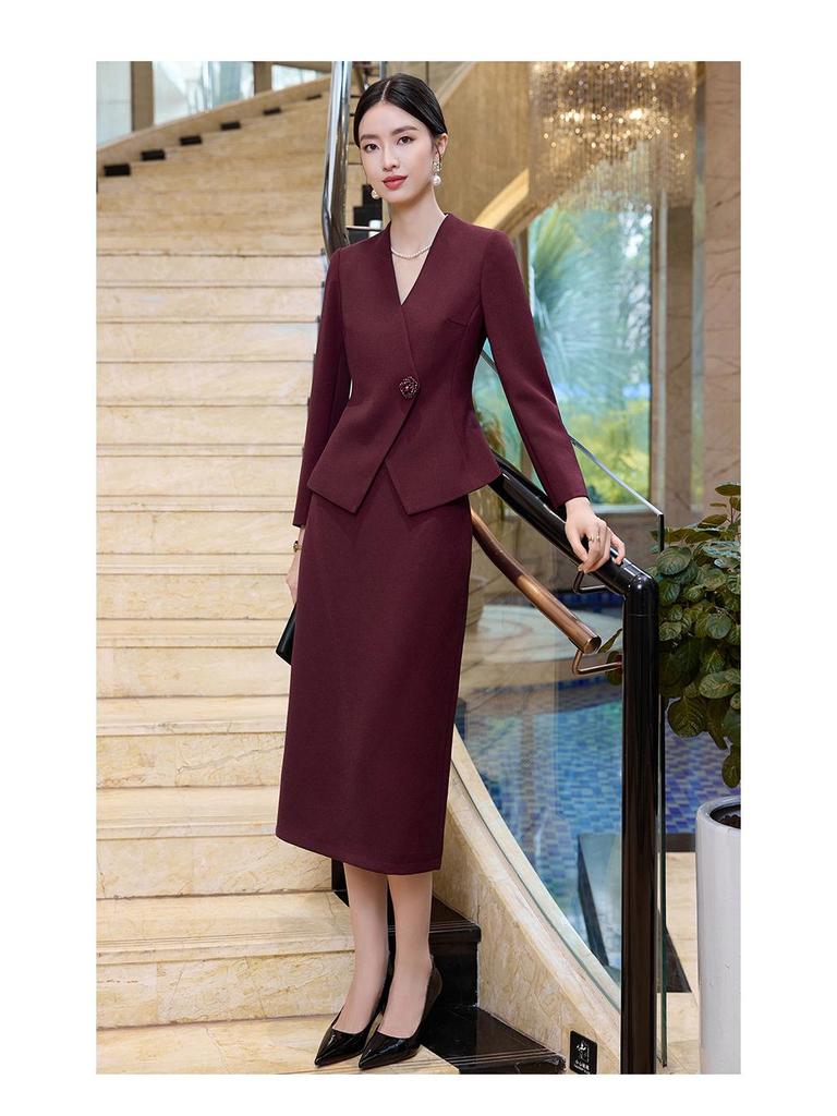 Elegant Apricot Women's Blazer Set: Chic Street Style, High-End Professional Suit