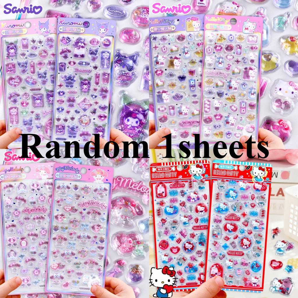 Anime Sanrio Hellokitty Kuromi Melody Stickers Cute 3D Jelly Sticker Toys Crystal Decorative Stickers Decorative Sticker DIY Toy