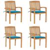 VidaXL Stackable Garden Chairs with Cushions 4 Pcs Solid Teak