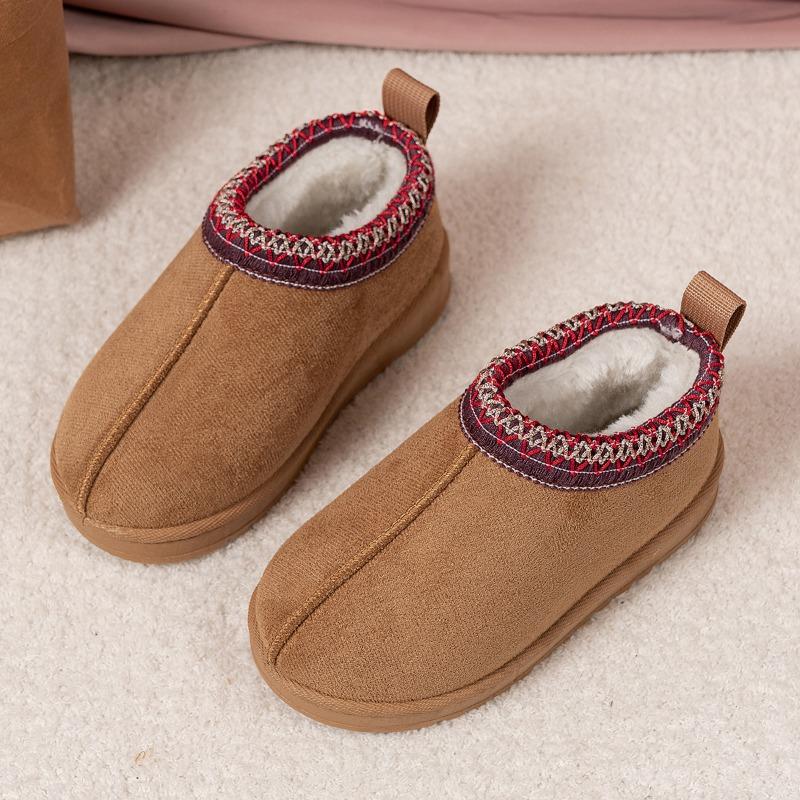 new children s shoes, winter snow boots for girls, thick soled warm shoes, retro wave striped woolen leather shoes 19 коричневый