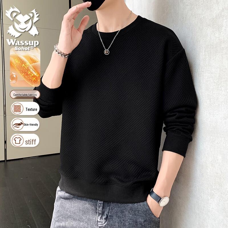 

Wassup Sohot Men s Jacquard Round Neck Sweatshirt XL