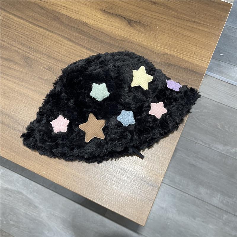Stars Fisherman Fluffy Hat Autumn And Winter Sweet And Lovely Lamb Wool Warm Hat