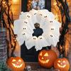 Halloween Lit Ghosts Wreath LED Light-Up White Ghost Garland,Spooky Deco 15.75in