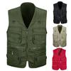 Herrväst Enfärgad Flerfickor Dragkedja Ärmlös Vårväst för Fiske