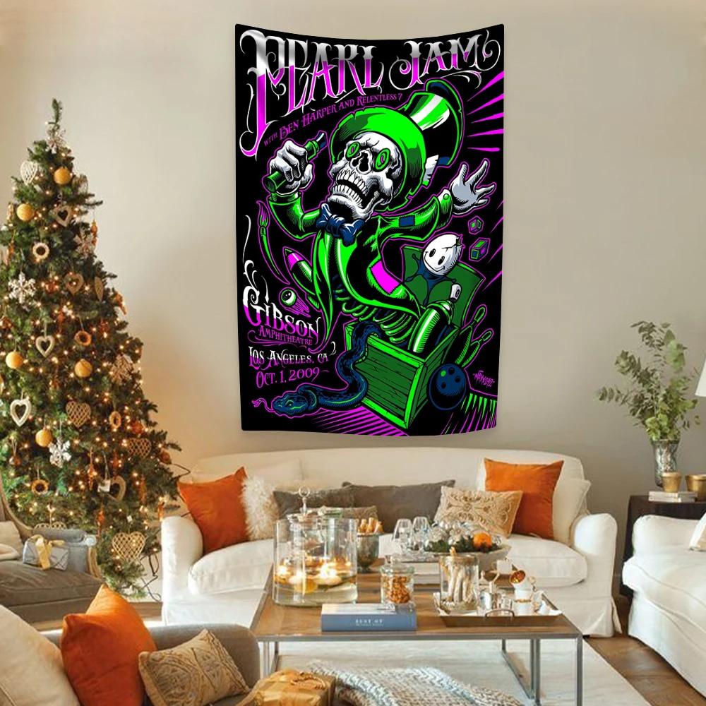 

American Rock Band Tapestry PearlJam Wall Hangiing Home Decor Aesthetics Large Fabric Domitory Background Concert Decoration 74x94cm(29x37in)