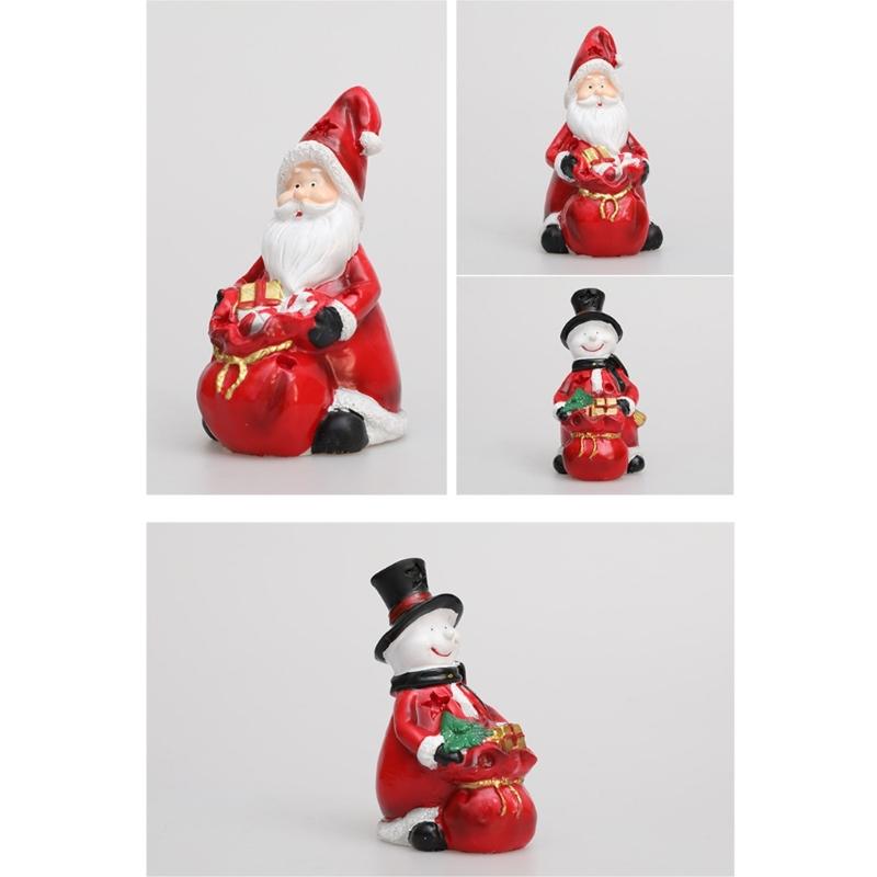 Santa/Snowman Shaped Resin Sculpture for Festival Home Decoration Desktop Ornament Accessories Holiday Party Supplies