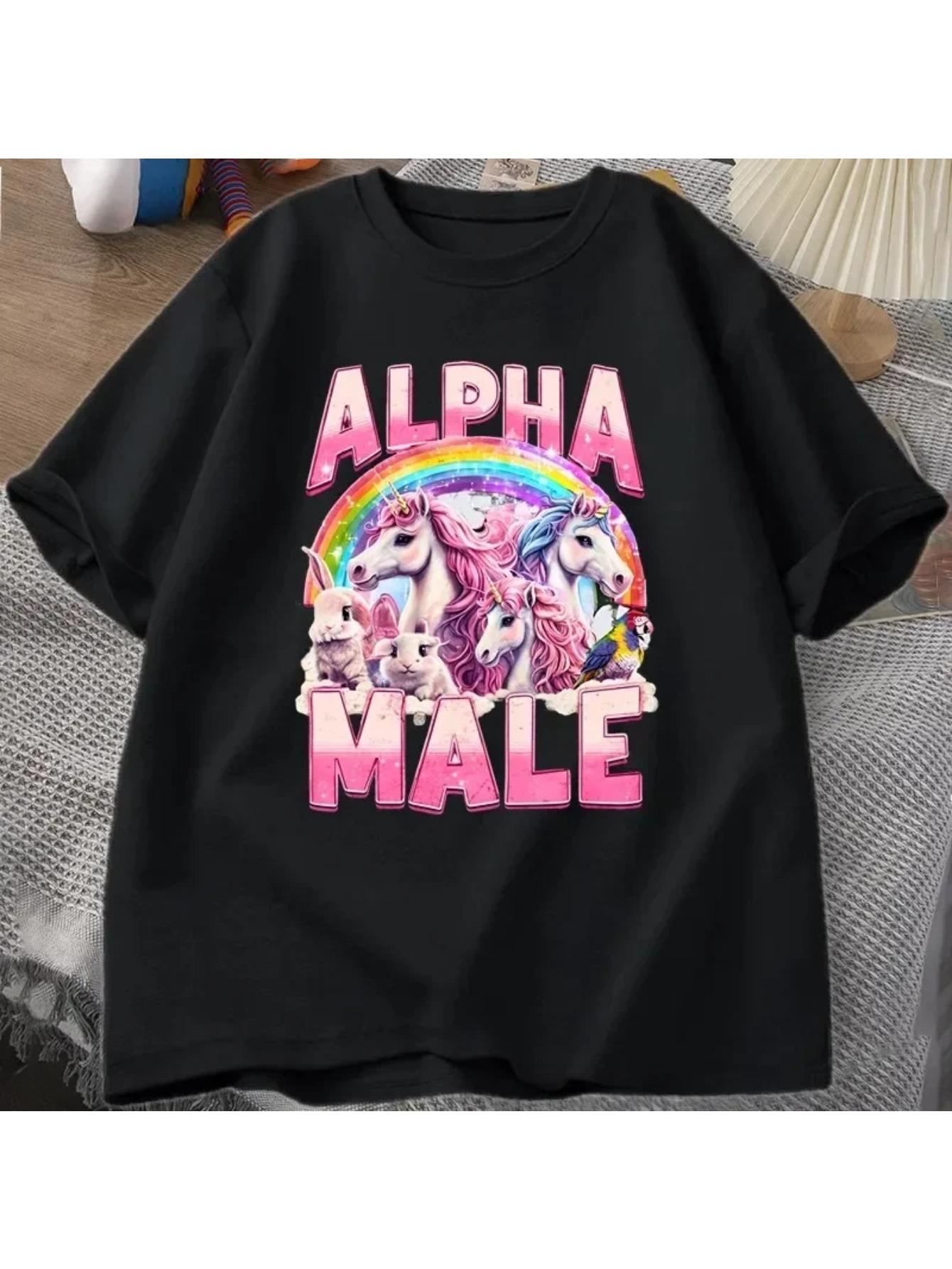 Funny Alpha Male Unicorn Sarcastic Vintage 90s T-Shirt XXXL