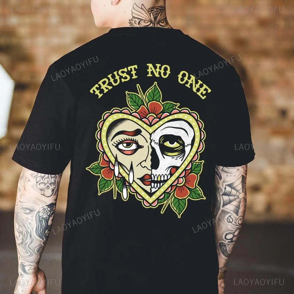 Men Clothing Skulls Graphic Tshirts Grunge Skull Theme Print Tops Male Fashion Loose Punk Tee XS-4XL T Shirt Ropa Hombre