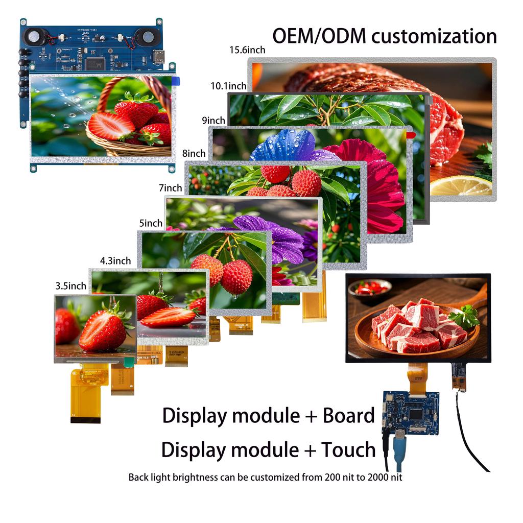 TFT Lcd 4.3 5 5.5 7 8 9 10.1 Inch Mipi MCU RGB Small Ips Lcd Touch Screen  Display Modules