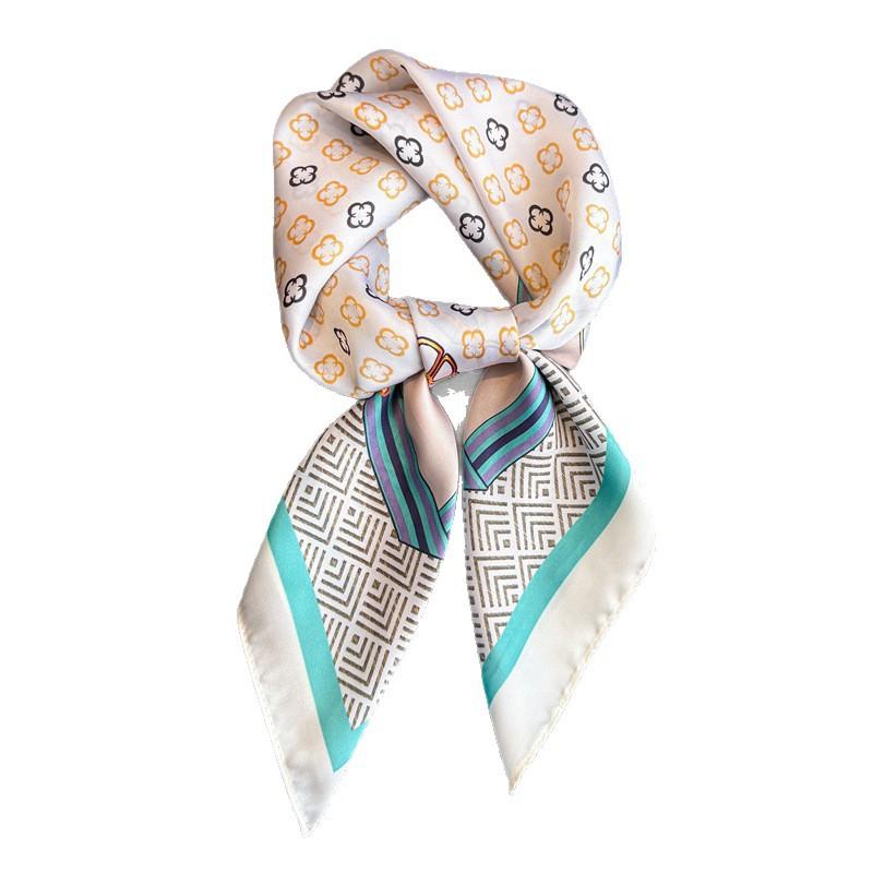 Light luxury chain simulation silk printing silk scarf square scarf high-end shawl sunscreen neck small square scarf headscarf scarf women