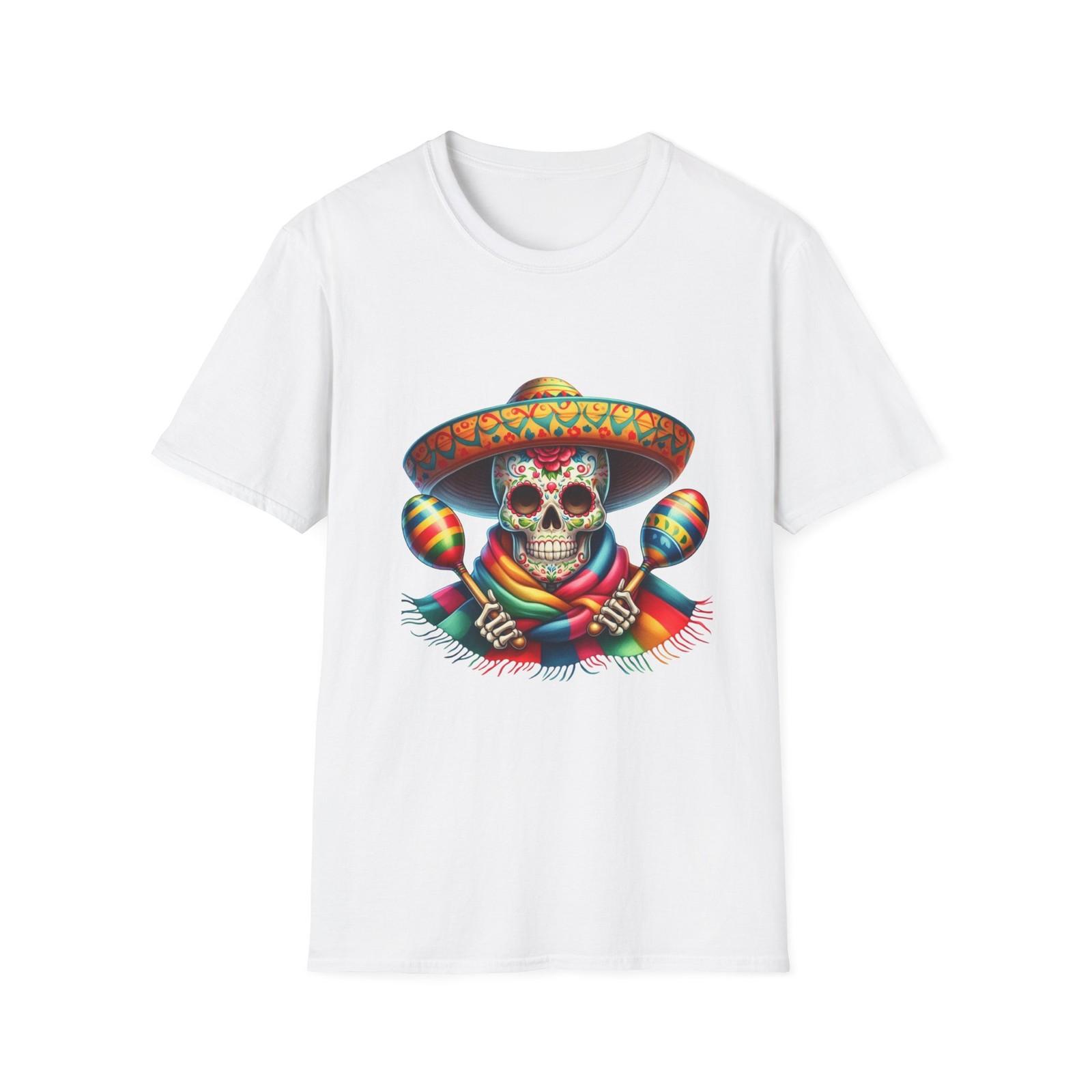 Colorful Skull Fiesta T-Shirt, Day of the Dead Shirt, Unisex Graphic Tee S
