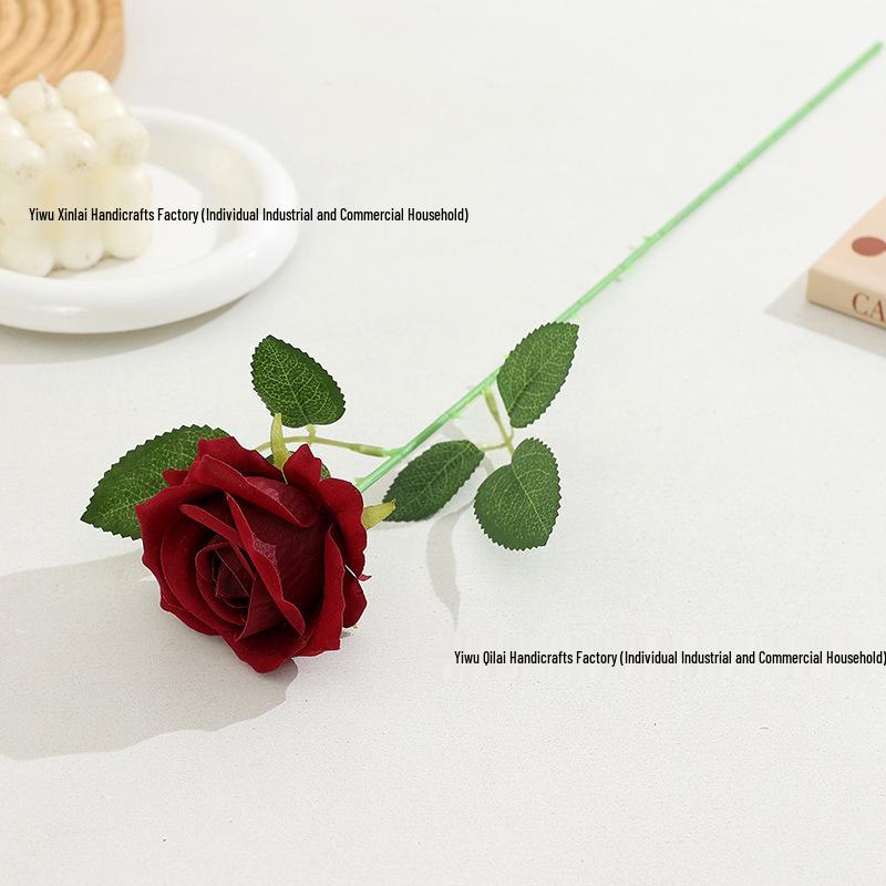 Velvet Rose Artificial Flower for Home Decor, Wedding Aisle, and Hand Bouquets