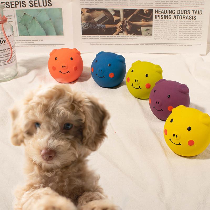 Direktverkauf ab Werk Haustierspielzeug Ball Latex Quietschender Schweinekopf Ball für Hunde und Katzen
