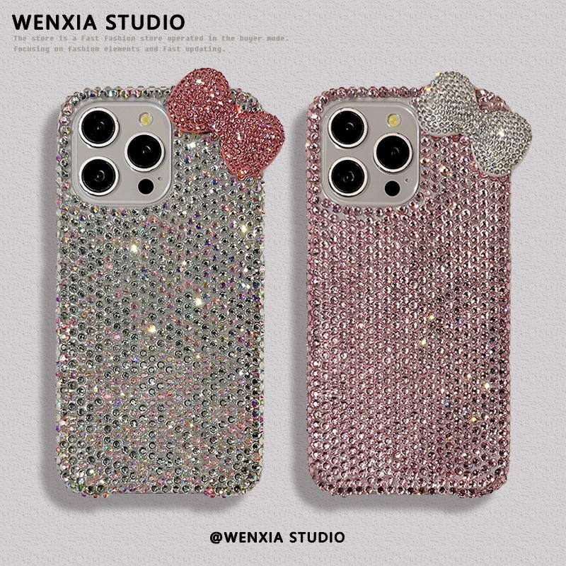 

Rhinestone Bow iPhone 14/13/12/11 & Apple 16/15 PROMAX Drop-Proof Case iPhone 17 Pro Max