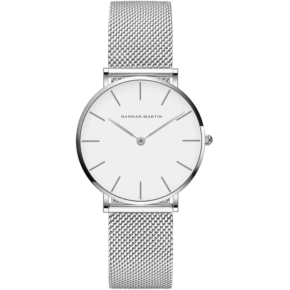 Hannah Martin Analog Waterproof Women s Watch Simple Cute Japanese Movement Silver