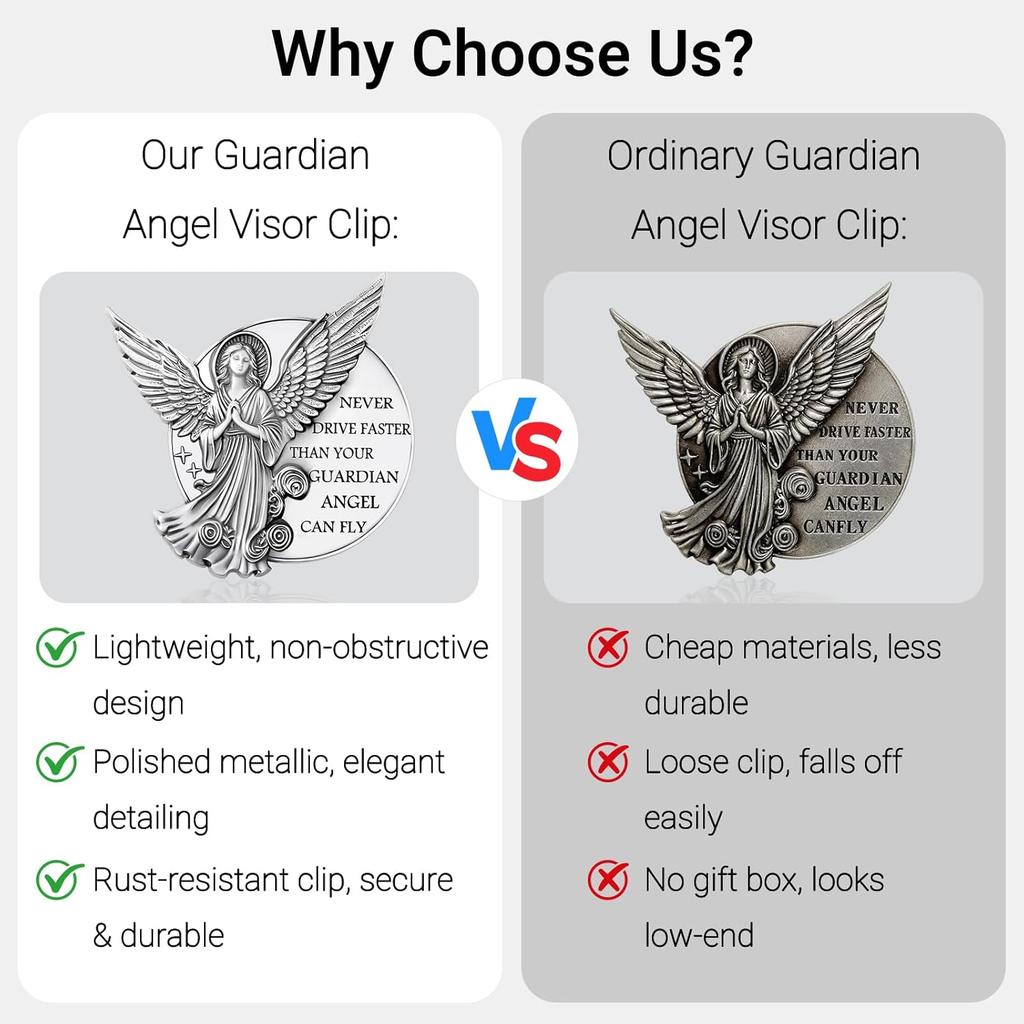 Guardian Angel Visor Clip for Car,Never Drive Faster Clip 2.95 Inch, Drive Safe pirational Gifts for Women Men