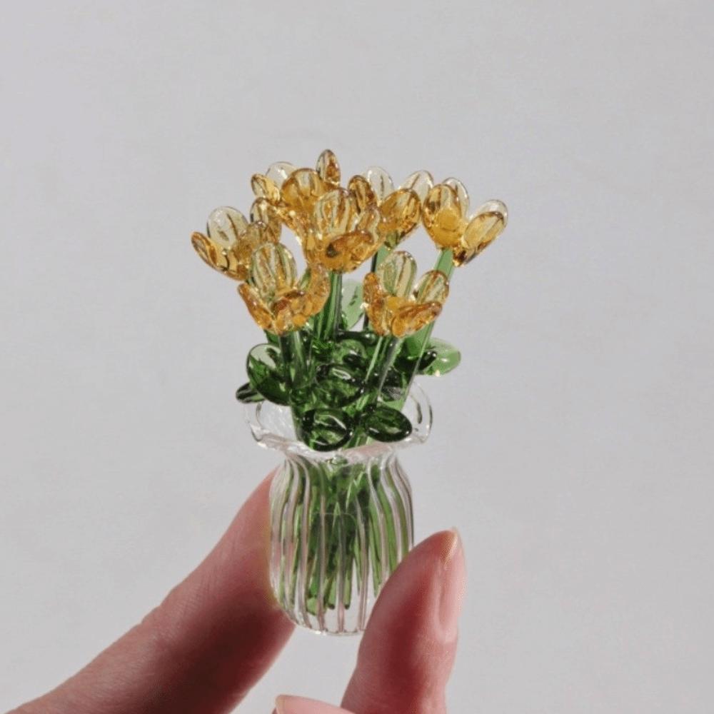 

Simulation Flower Glass Flower Decor Lovely Glass Flower Bouquet for Home Room Decoration 9