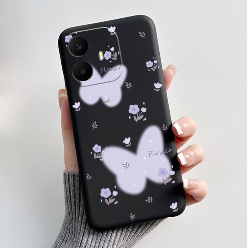 For TCL K70 4G 5G Case Luxury Fashion Butterfly Flower Black Soft Silicone Bumper Cover for TCL K70 Power T522A T522E Phone Case
