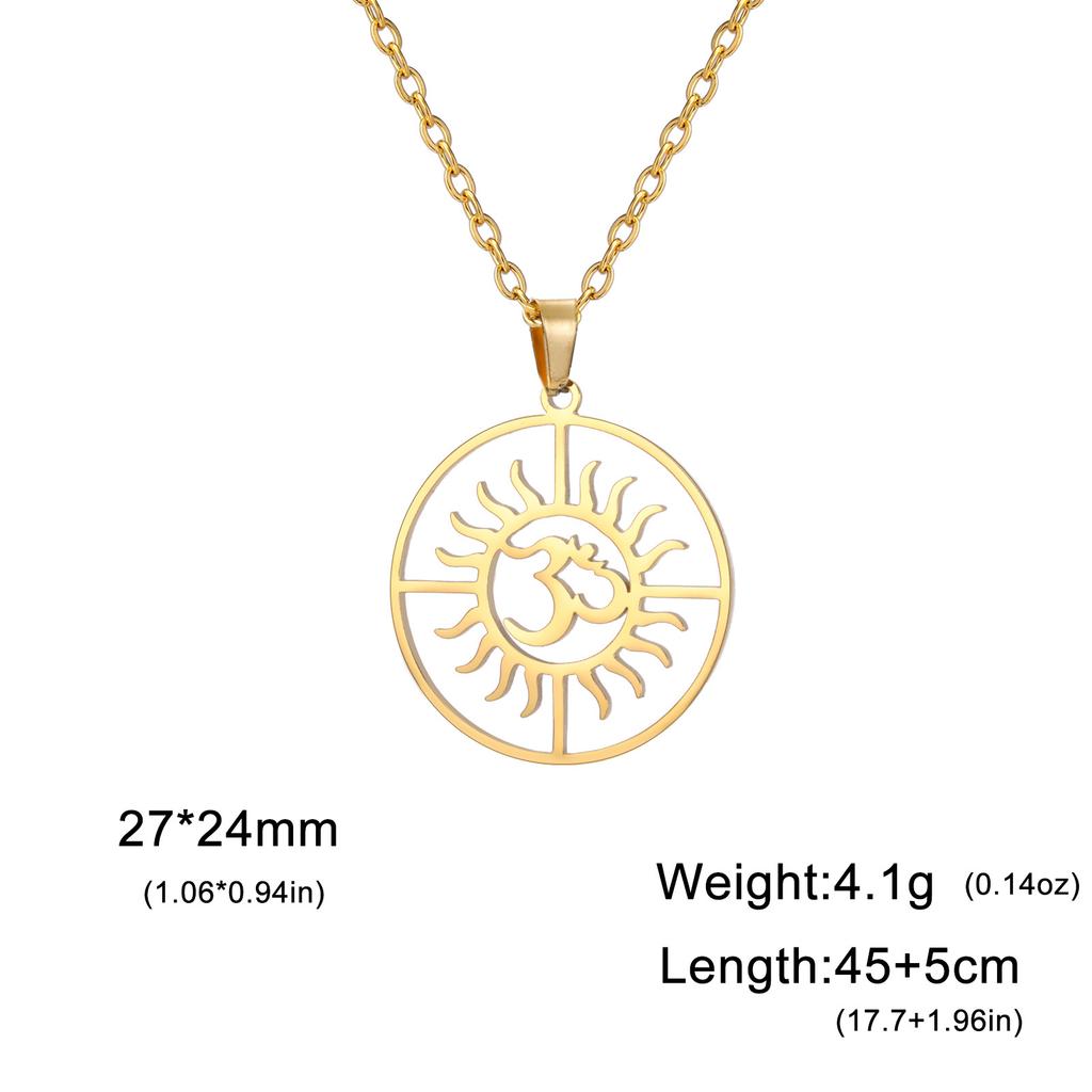 Lotus OM Yoga Pendant Necklace Titanium Steel Women's Jewelry Charm Necklace
