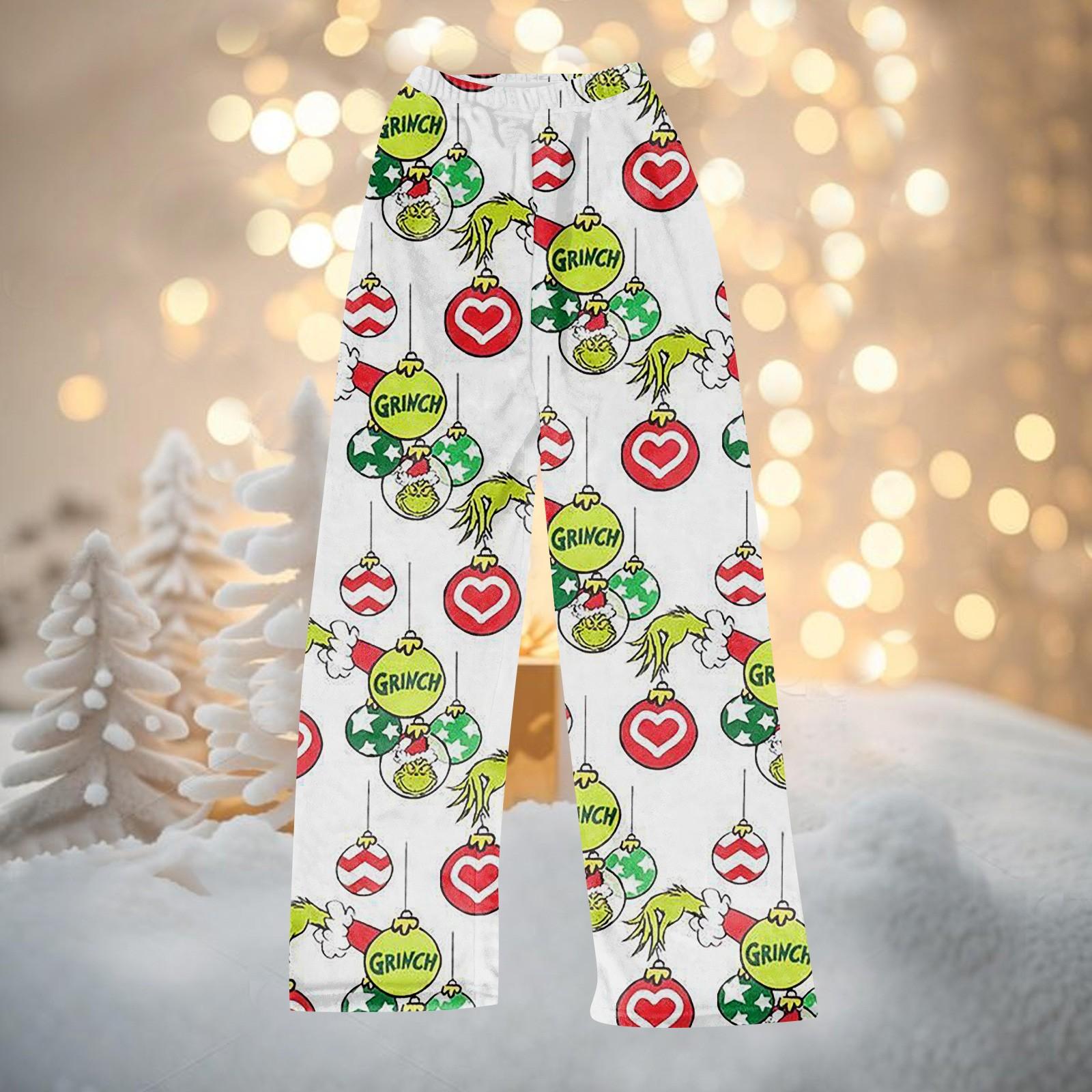 

Женские осенне-зимние брюки, длинные брюки, рождественские принтованные брюки M белый