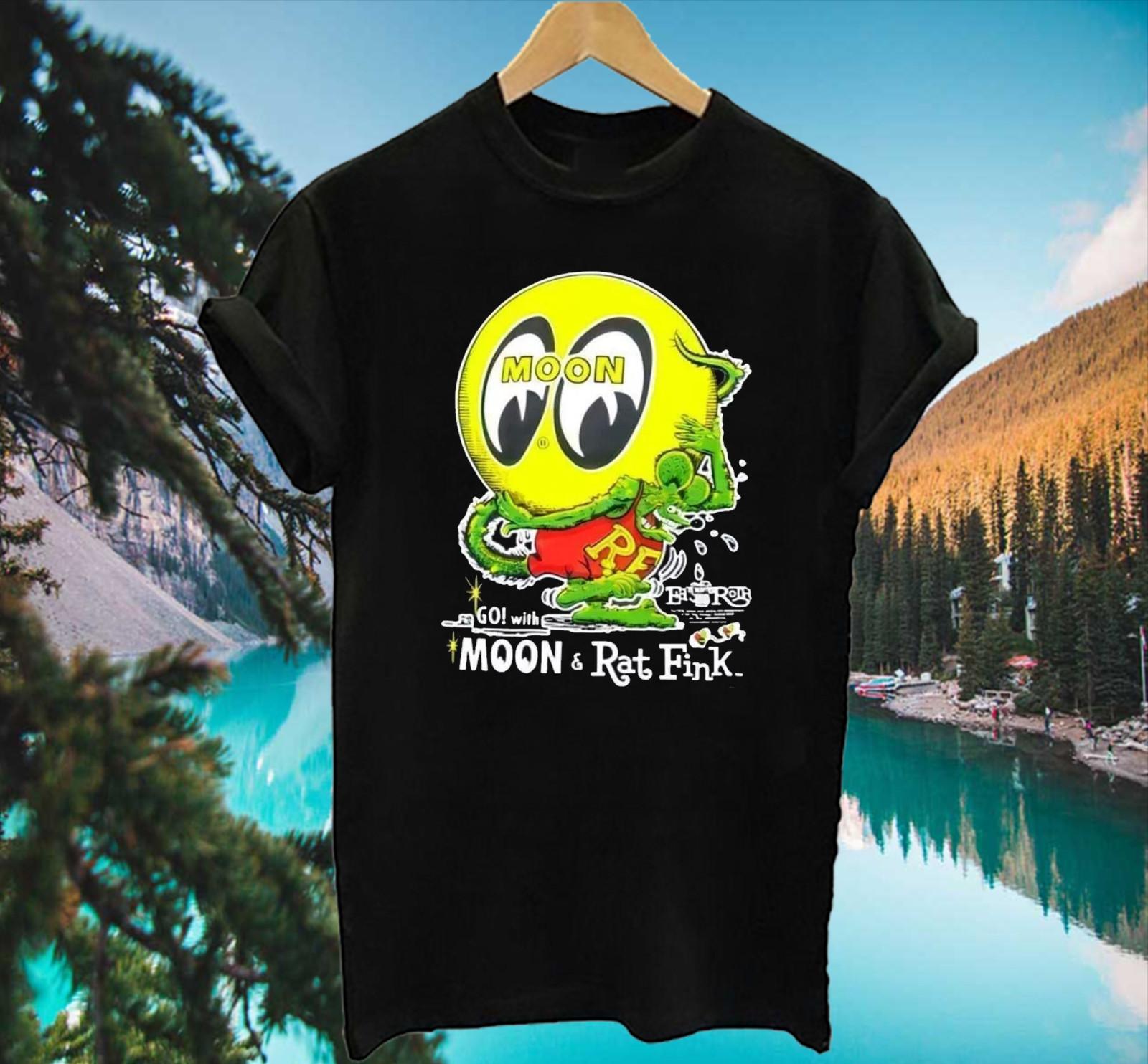 With Moon T-Shirt Rat Fink Eyeball Cotton T-Shirt Size S-5XL MR398 S
