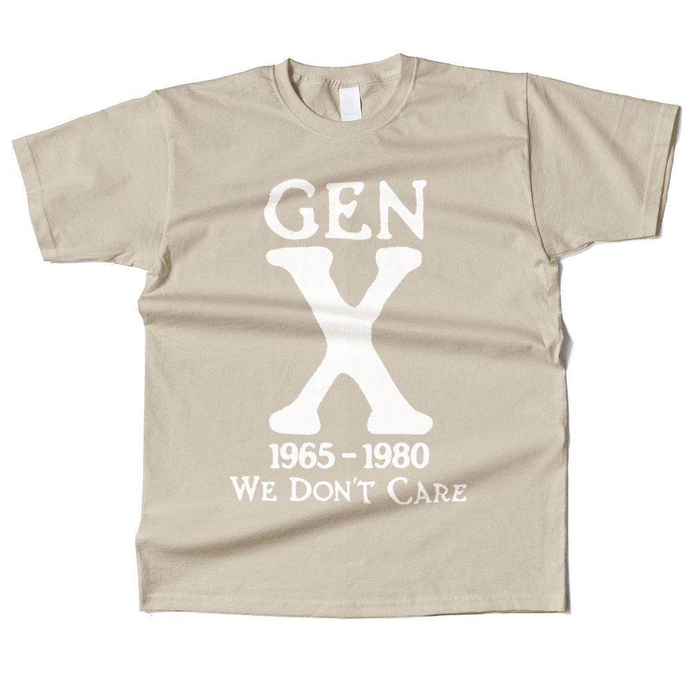 Mens Cotton Gen X 1965-1980 We Don't Care Graphic High Quality T Shirt Street Casual Style Tee for Men and Women