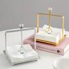 1PC Gold Square Napkin Holder with Crystal Accent Freestanding Tissue Box Organizer for Bathroom Home Decor Toilet Accessories