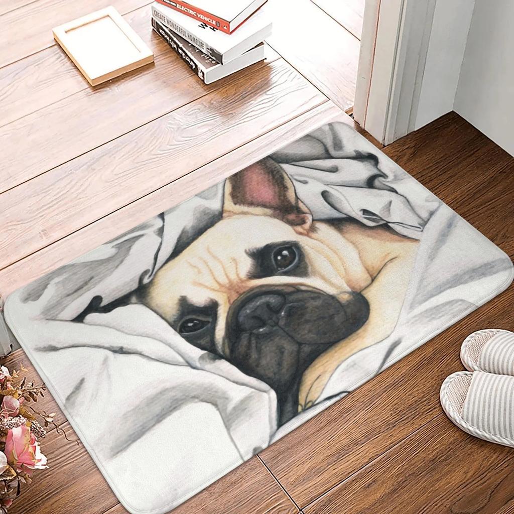 Pop Art Style Carpet  French Bulldog Face Door Mat  Anti Slip French Dog Pet Gift  Kitchen  Bedroom Entrance  Garden Carpet