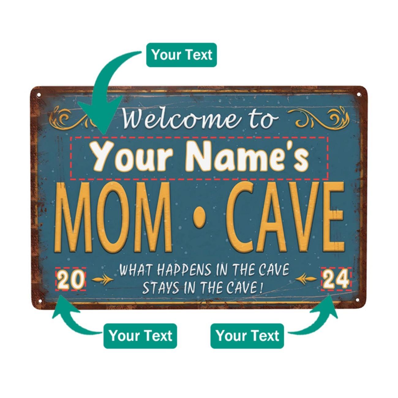 

1pc Personalized Aluminum Sign Mom Cave Custom Text Bathroom Home Decor Gift белый