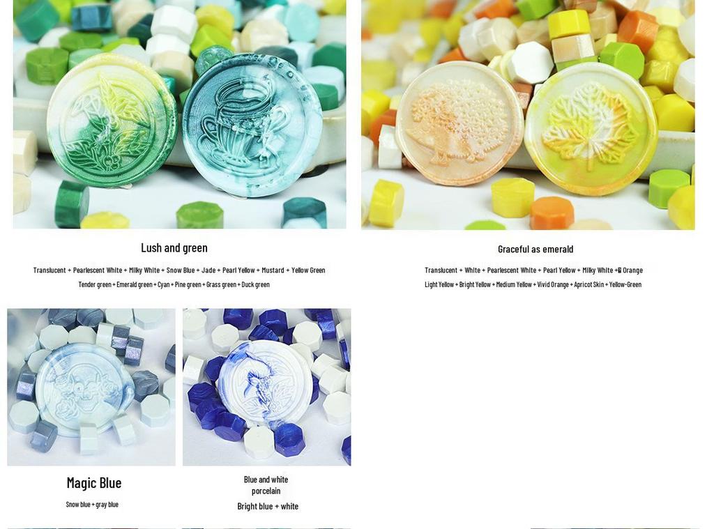 148 Pearlescent Octagonal Sealing Wax Beads - Mixable Colors, 500g Package