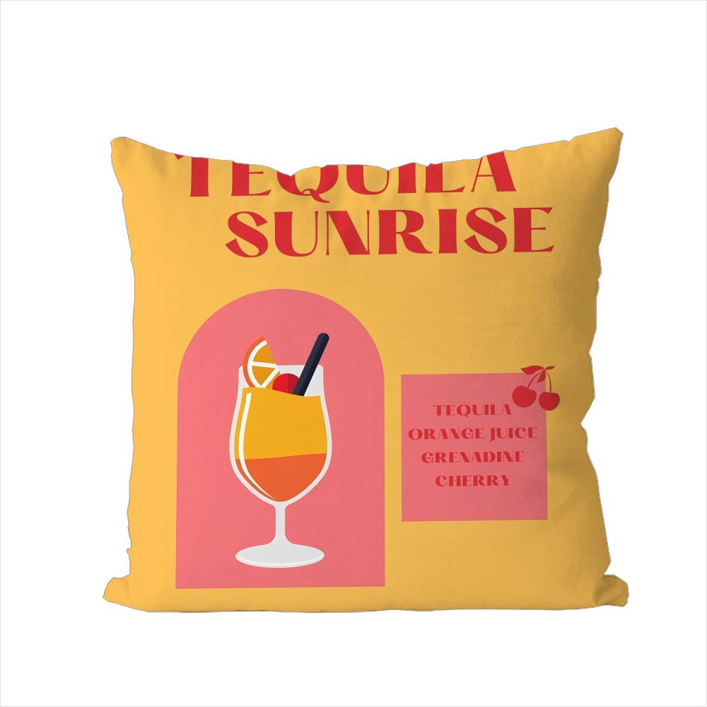Tequila Sunrise Cocktail Kissenbezug Für Auto Sofa Dekoration Zuhause Zweiseitiger Druck Plüsch Quadratisch Wurf Kissenbezug