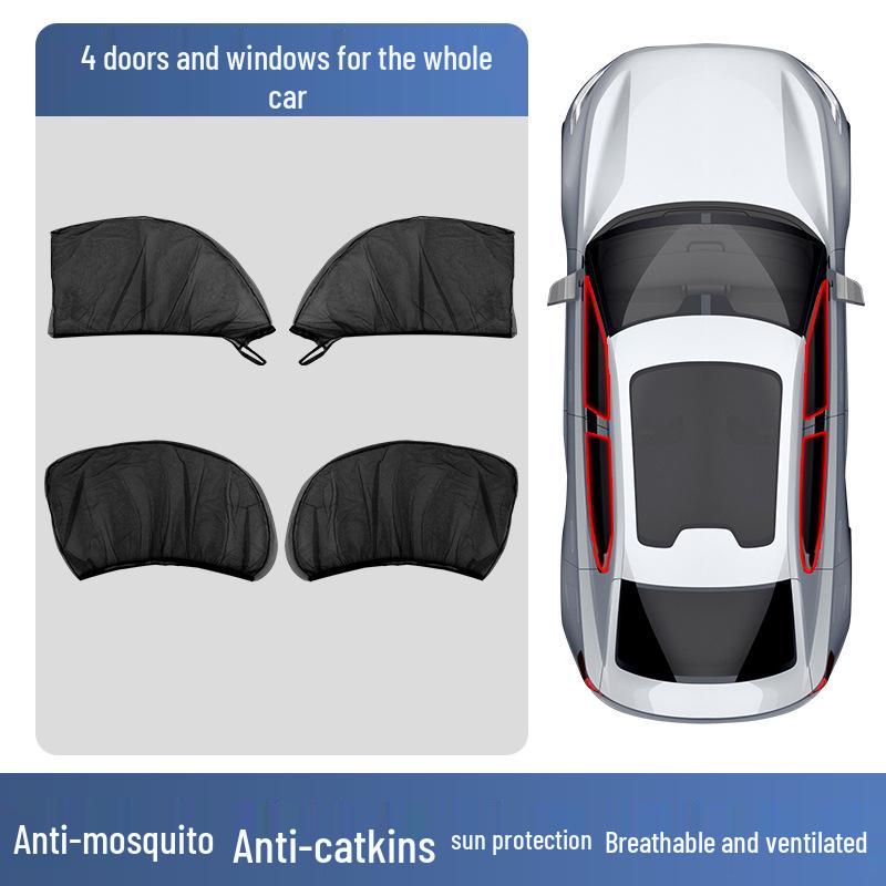 Car Window Anti-Mosquito Mesh Screen: Privacy Curtain & Sun Protector.